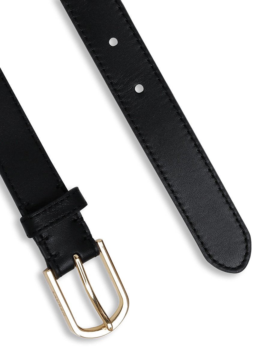 Lauren Ralph Lauren - Rounded-Buckle Leather Skinny Belt - nahkrihmad - black - 1
