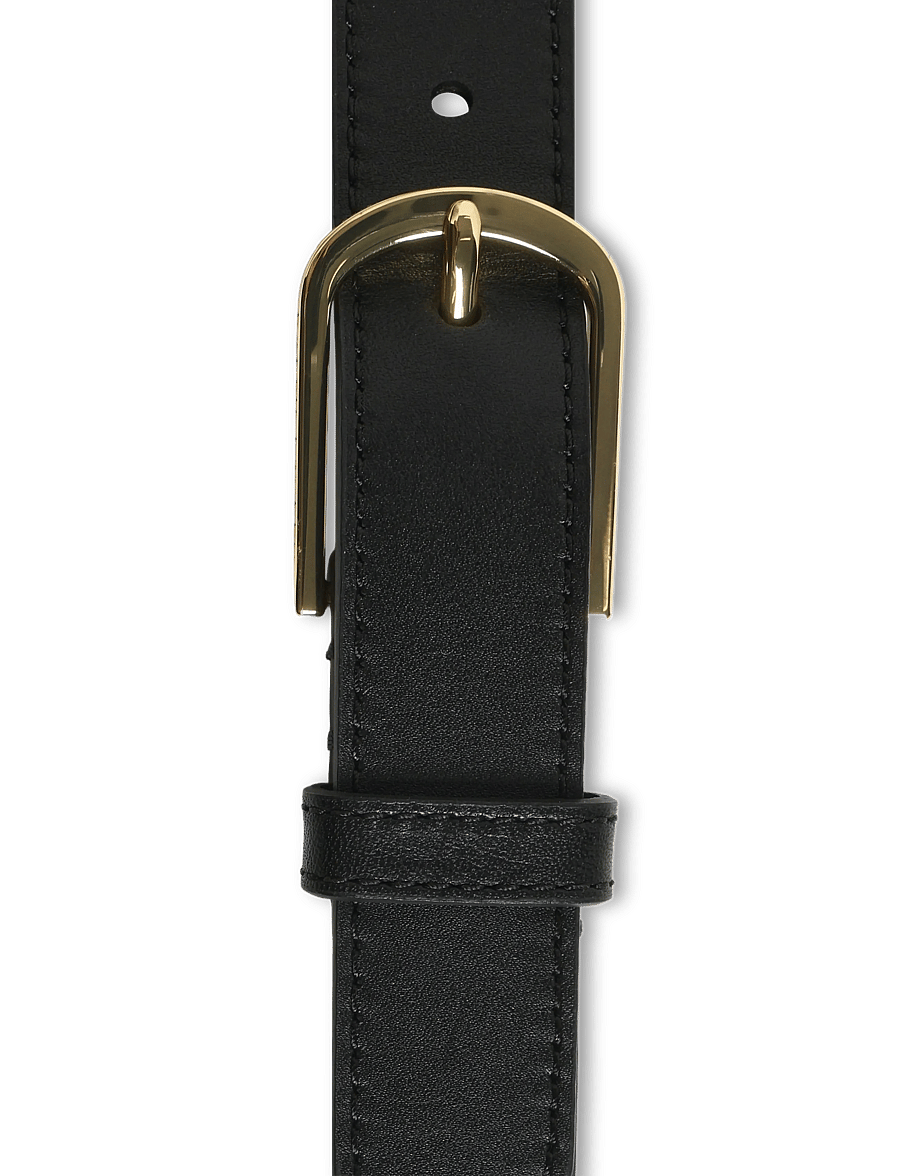Lauren Ralph Lauren - Rounded-Buckle Leather Skinny Belt - nahkrihmad - black - 3