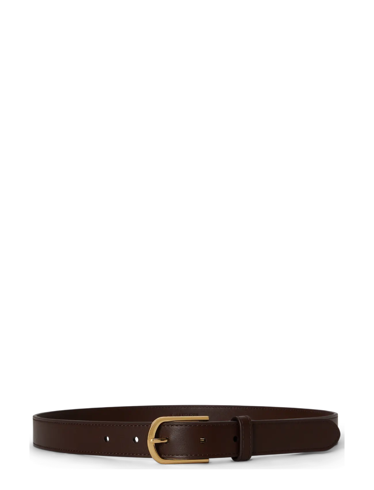 Lauren Ralph Lauren Rounded-Buckle Leather Skinny Belt - Ledergürtel - CHESTNUT BROWN / brown