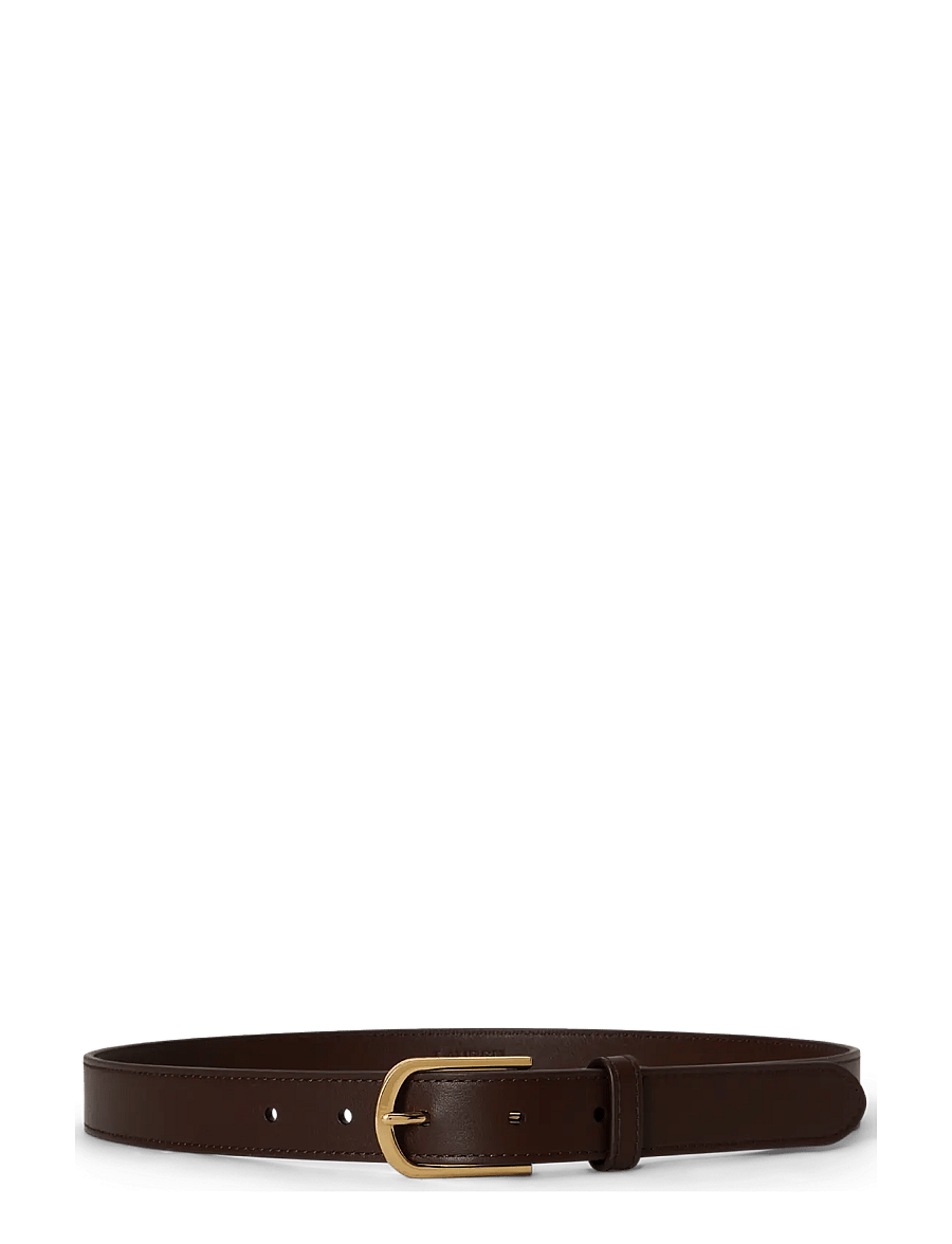 Lauren Ralph Lauren - Rounded-Buckle Leather Skinny Belt - ceintures en cuir - chestnut brown - 0