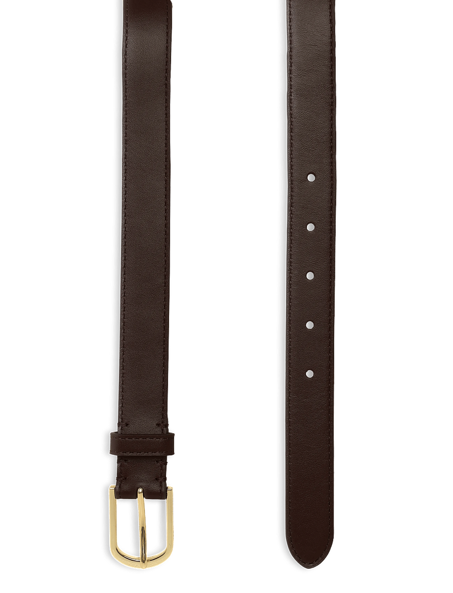 Lauren Ralph Lauren - Rounded-Buckle Leather Skinny Belt - läderskärp - chestnut brown - 1