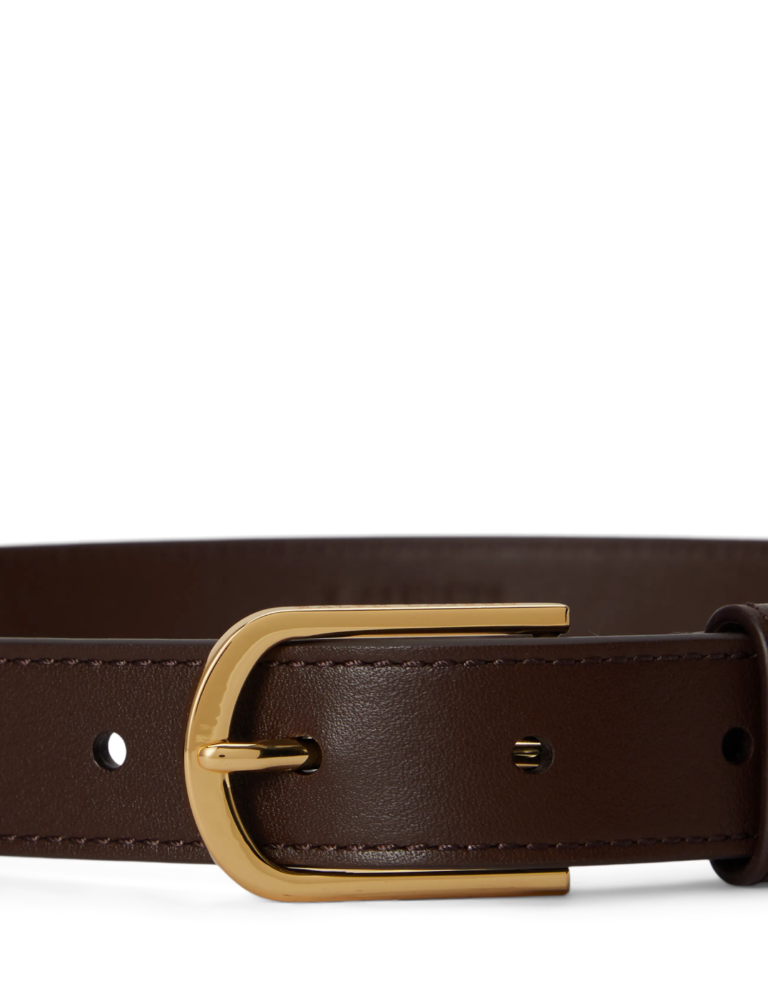 Lauren Ralph Lauren - Rounded-Buckle Leather Skinny Belt - ceintures en cuir - chestnut brown - 1