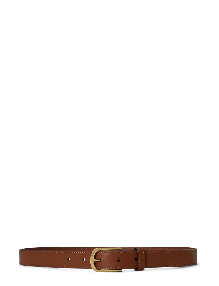 Lauren Ralph Lauren - Rounded-Buckle Leather Skinny Belt - læderbælter - lauren tan - 1