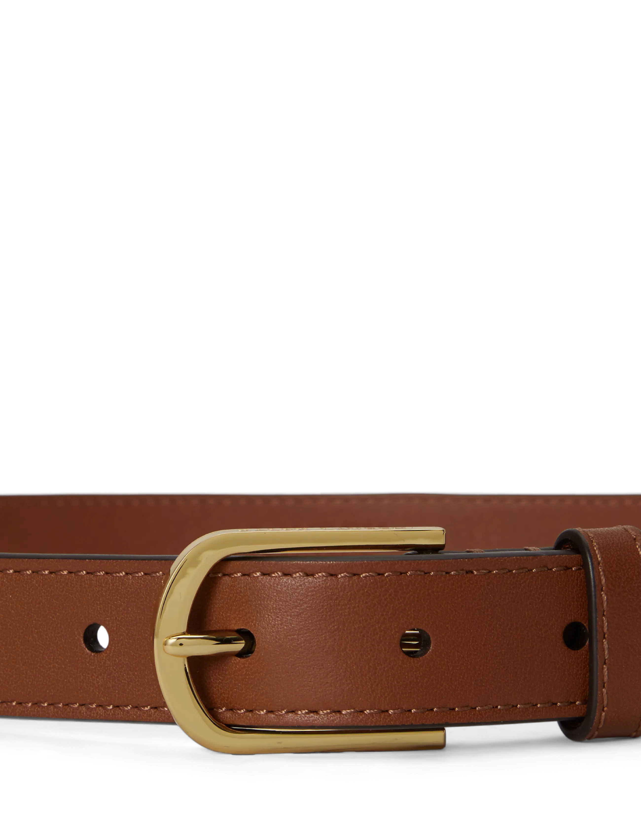 Lauren Ralph Lauren - Rounded-Buckle Leather Skinny Belt - læderbælter - lauren tan - 2