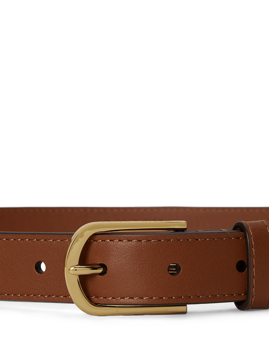 Lauren Ralph Lauren - Rounded-Buckle Leather Skinny Belt - læderbælter - lauren tan - 2