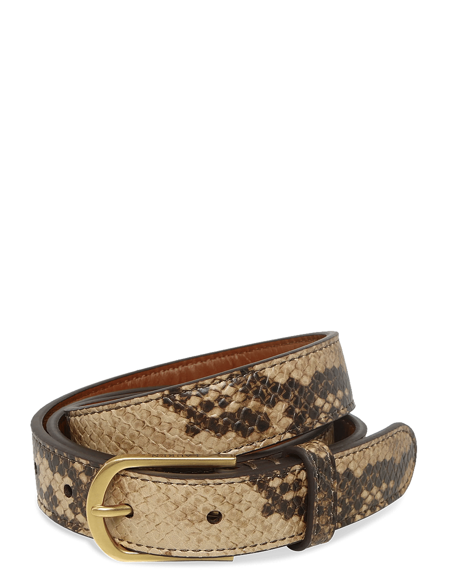 Lauren Ralph Lauren - Rounded-Buckle Embossed Skinny Belt - ledergürtel - tan multi - 1