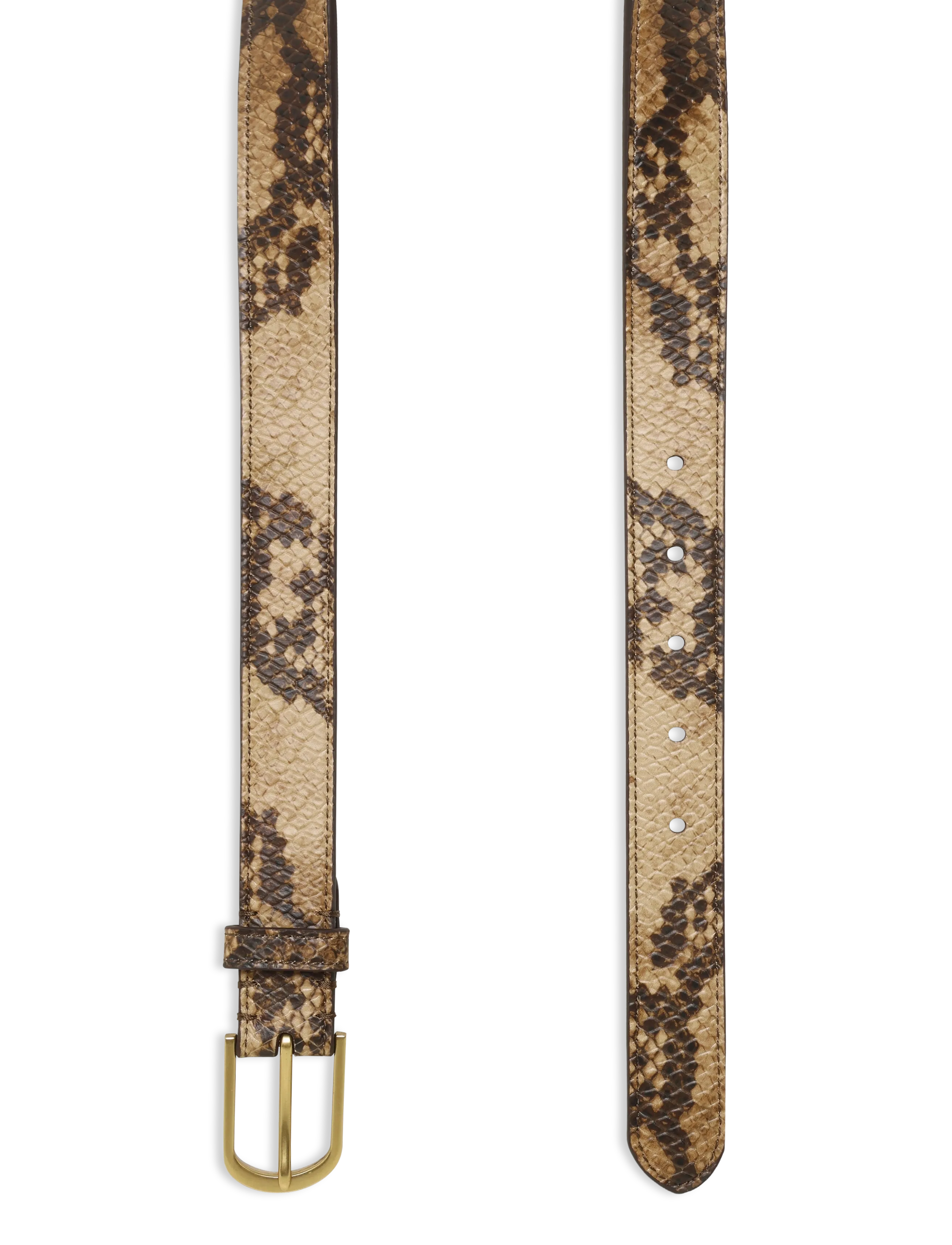 Lauren Ralph Lauren - Rounded-Buckle Embossed Skinny Belt - læderbælter - tan multi - 1