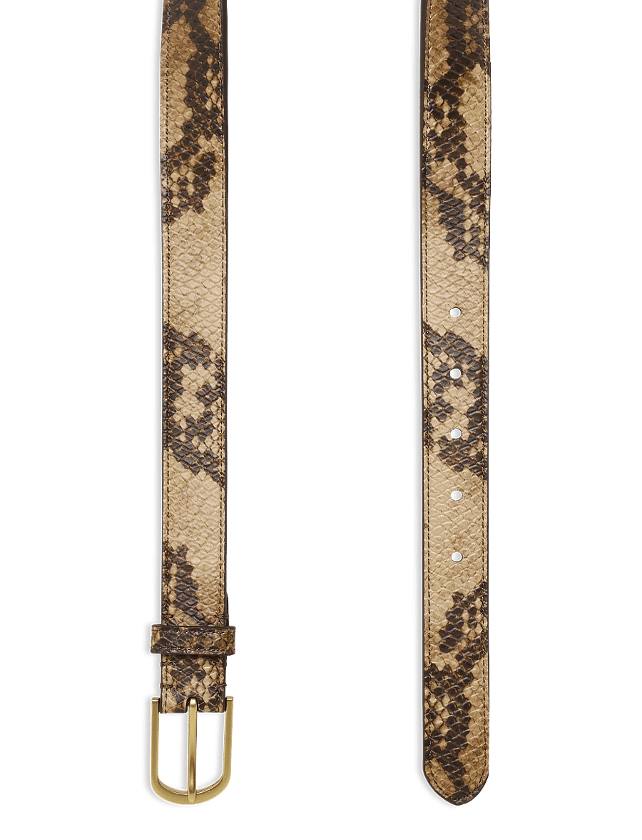 Lauren Ralph Lauren - Rounded-Buckle Embossed Skinny Belt - ledergürtel - tan multi - 2