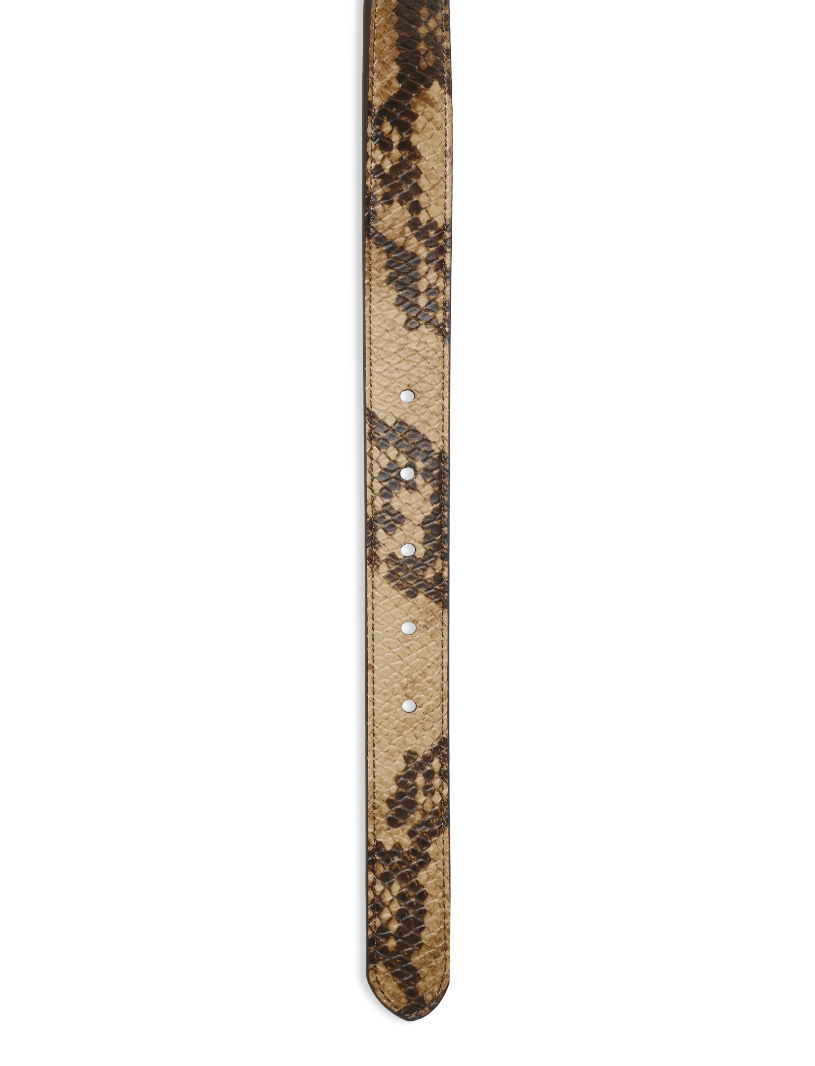 Lauren Ralph Lauren - Rounded-Buckle Embossed Skinny Belt - læderbælter - tan multi - 2