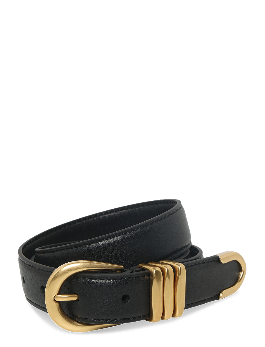 Lauren Ralph Lauren - Metal-Keeper Leather Skinny Belt - ledergürtel - black - 0