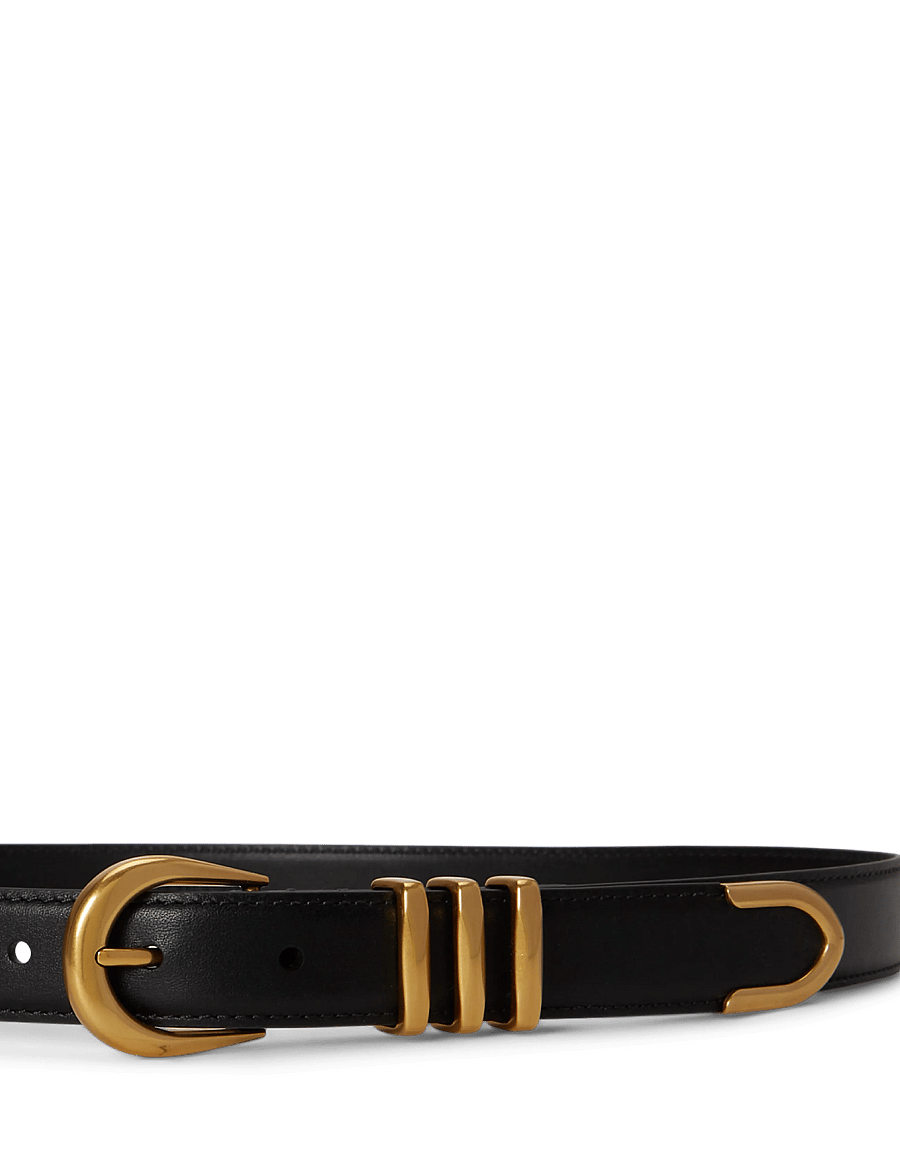 Lauren Ralph Lauren - Metal-Keeper Leather Skinny Belt - ledergürtel - black - 1