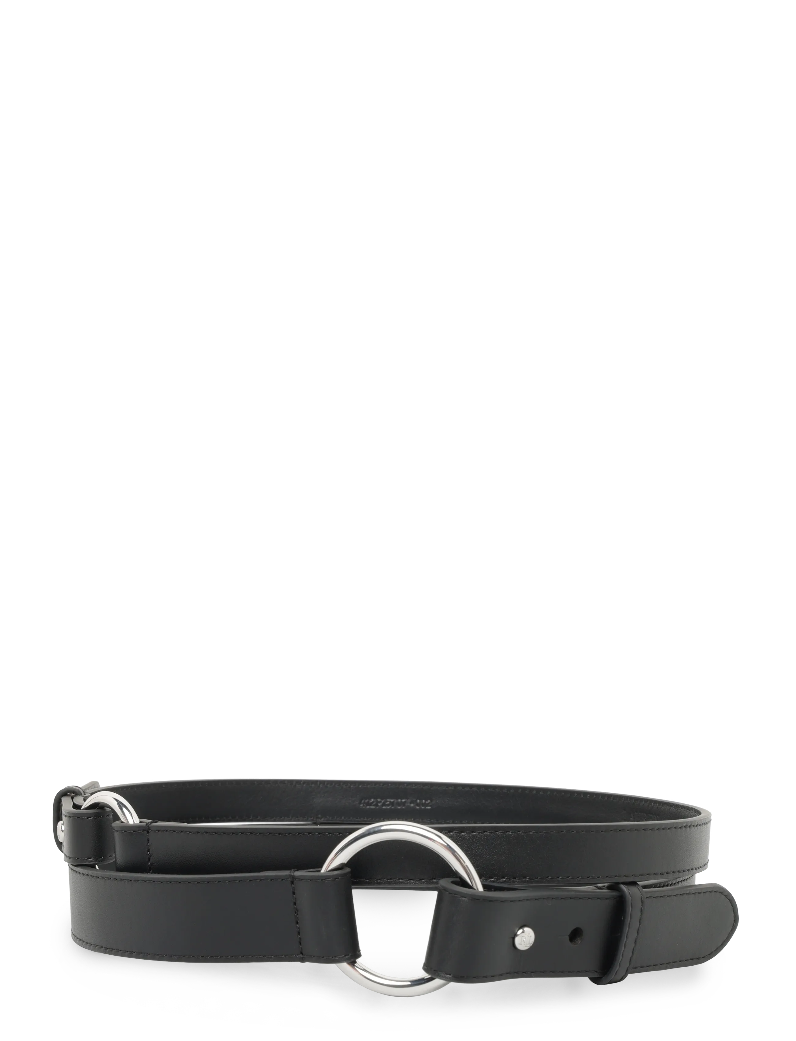 Lauren Ralph Lauren Leather O-Ring Stacked Wide Belt - Taillengürtel - BLACK / black