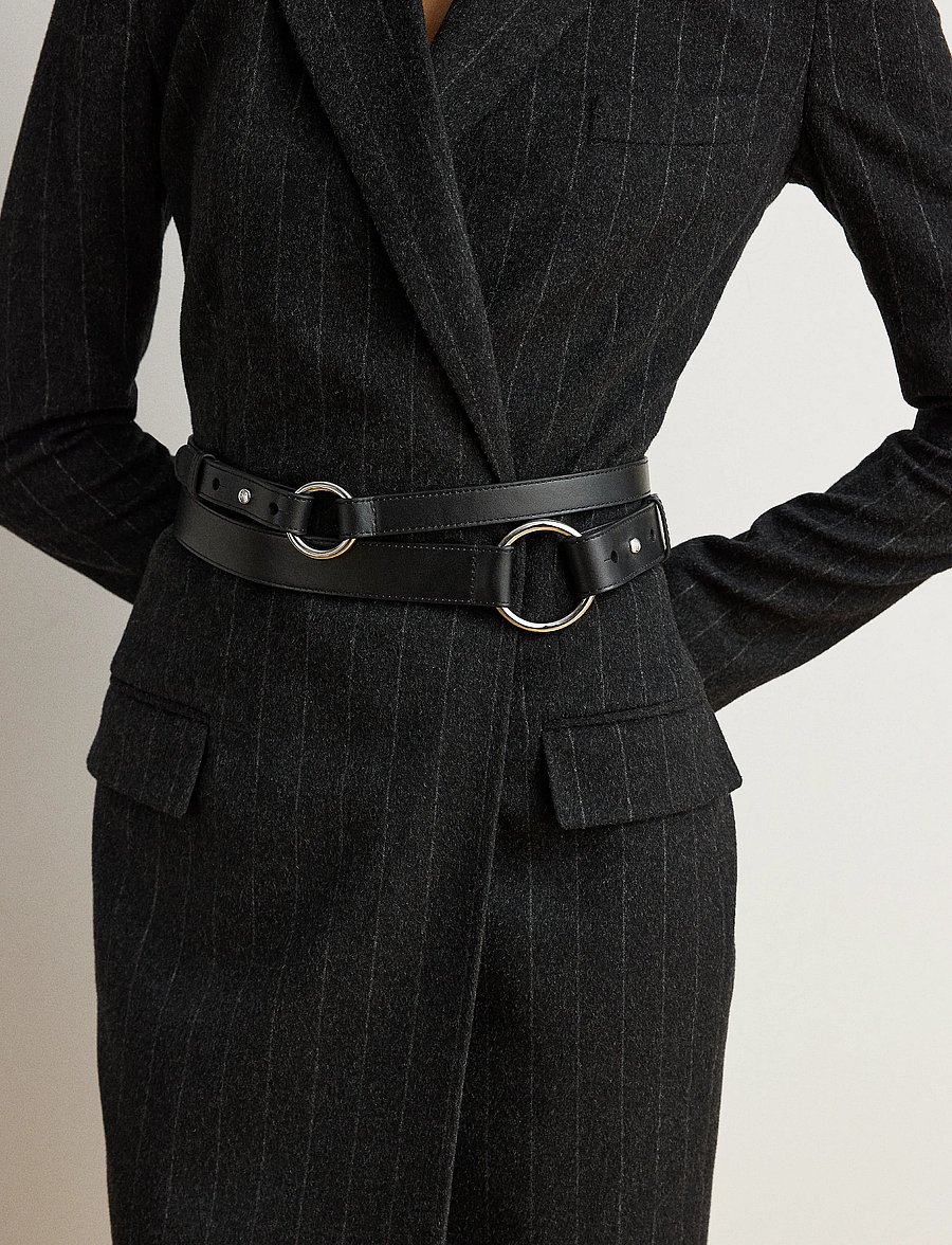 Lauren Ralph Lauren - Leather O-Ring Stacked Wide Belt - black - 0