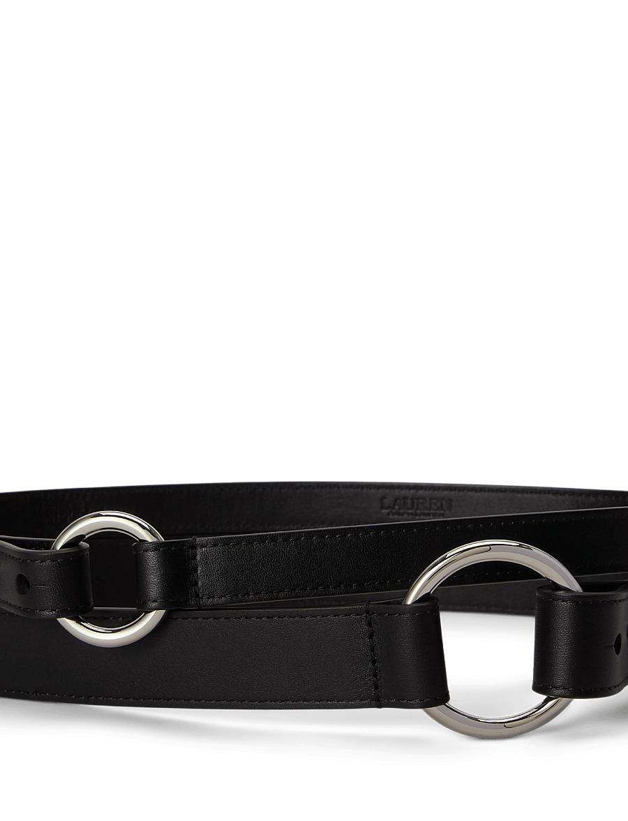Lauren Ralph Lauren - Leather O-Ring Stacked Wide Belt - black - 2