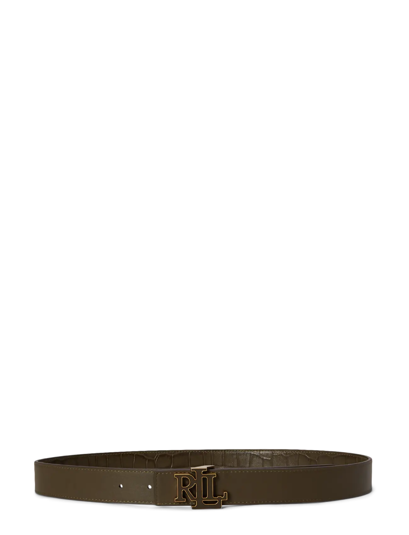 Lauren Ralph Lauren Logo Reversible Croc-Embossed Belt - Ralph Lauren - BOTANIC GREEN/BOT / khaki/green