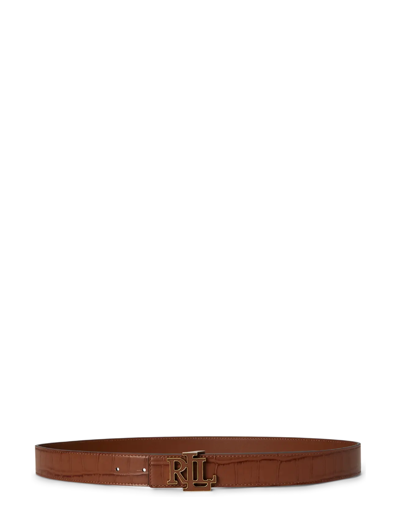 Lauren Ralph Lauren Logo Reversible Croc-Embossed Belt - Ledergürtel - LAUREN TAN/LAUREN / brown