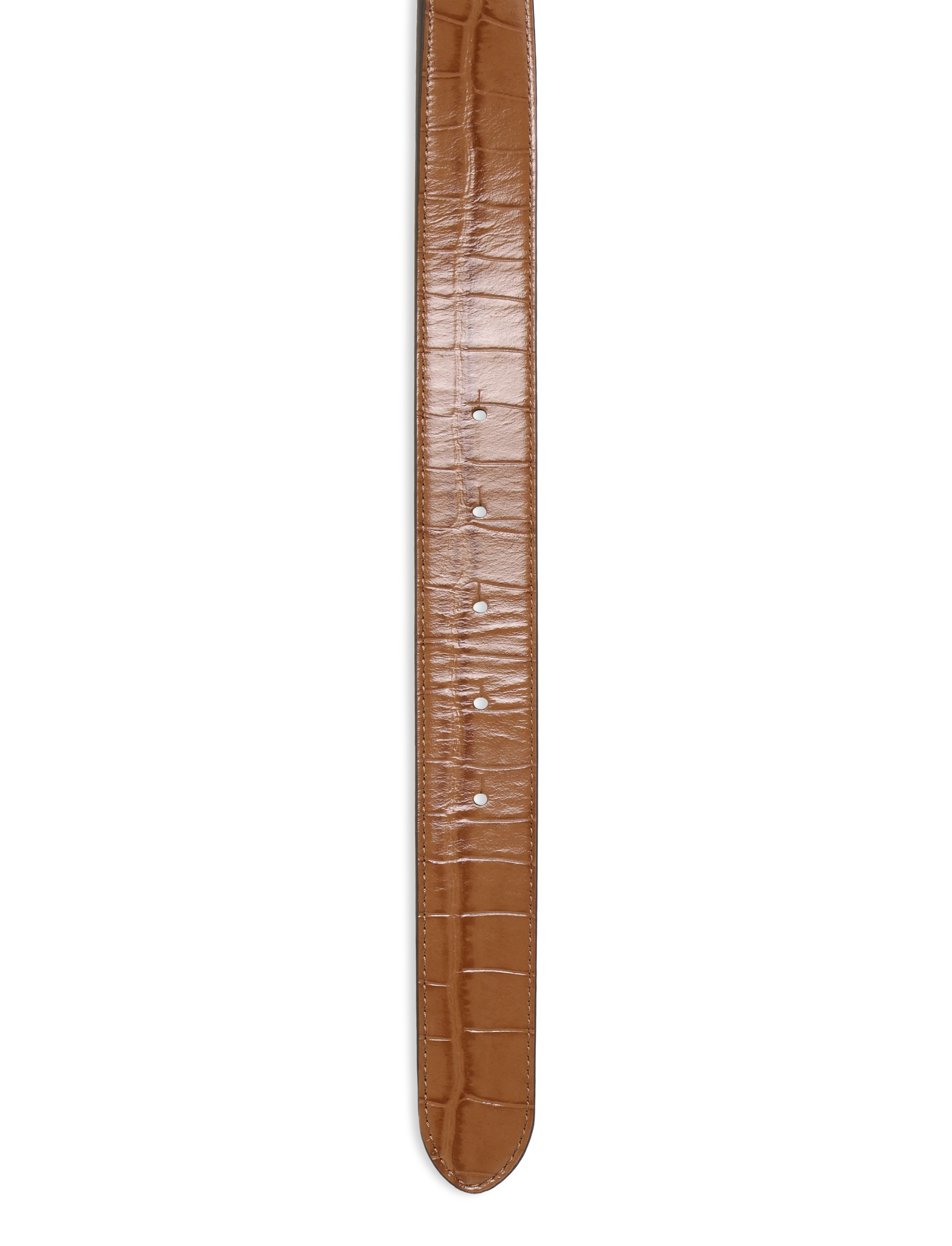 Lauren Ralph Lauren - Logo Reversible Croc-Embossed Belt - læderbælter - lauren tan/lauren - 2