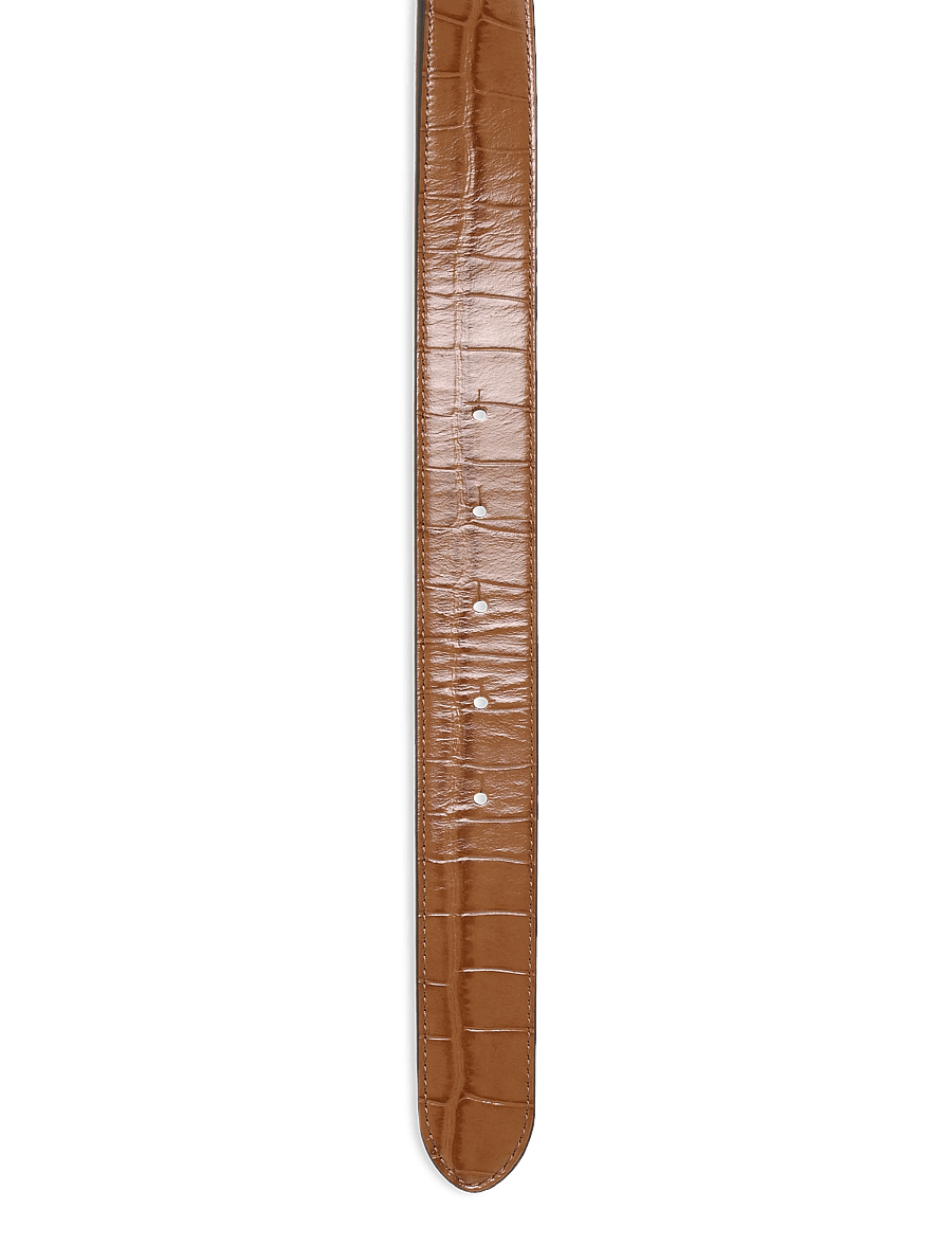 Lauren Ralph Lauren - Logo Reversible Croc-Embossed Belt - læderbælter - lauren tan/lauren - 2