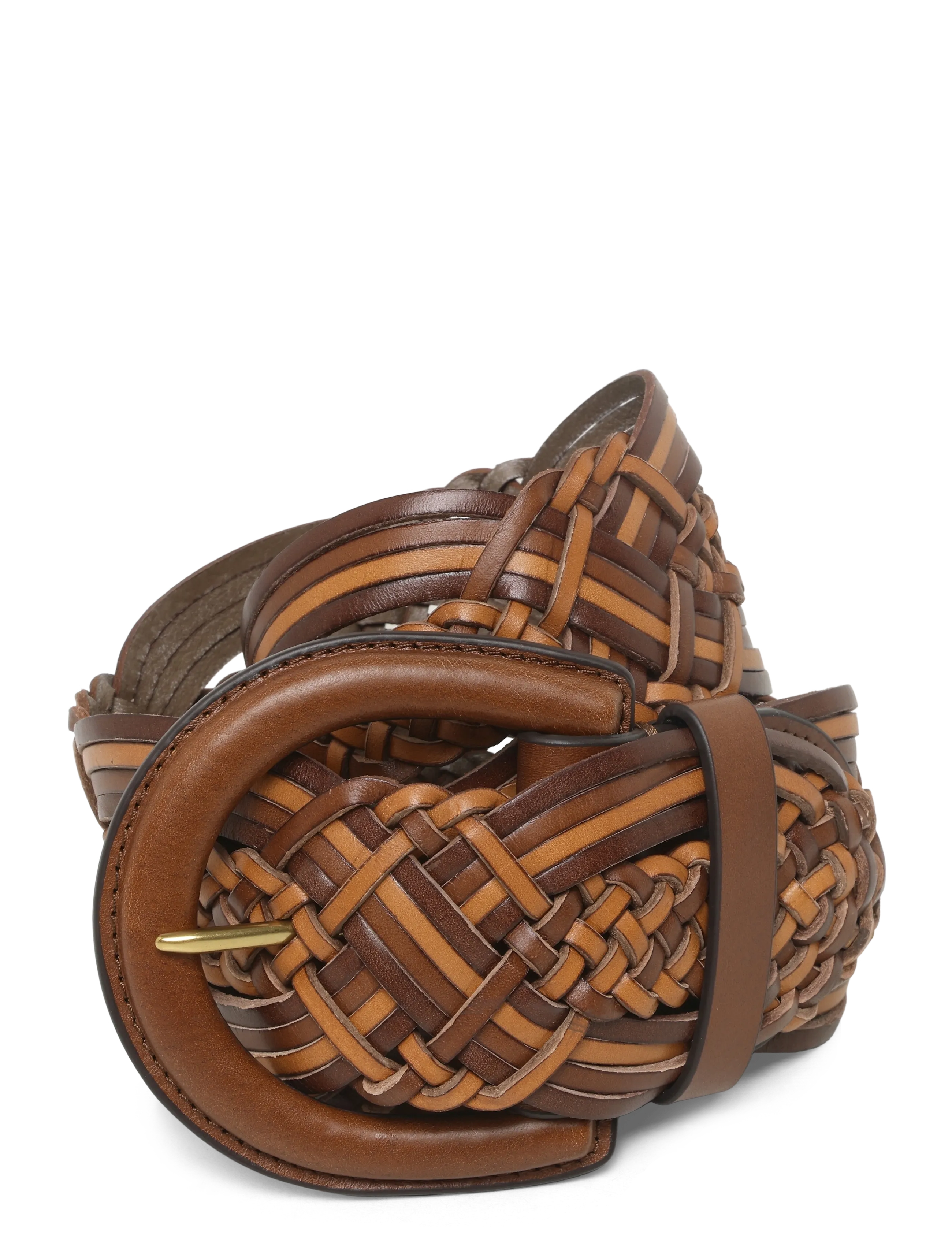 Lauren Ralph Lauren Braided Vachetta Leather Wide Belt - Fashion Trends - TAN OMBRE / brown