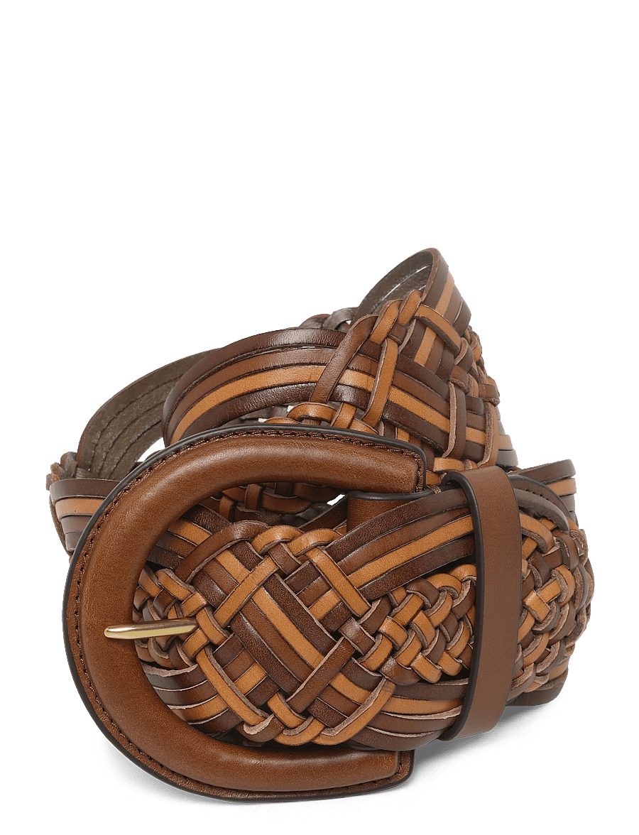 Lauren Ralph Lauren - Braided Vachetta Leather Wide Belt - læderbælter - tan ombre - 0
