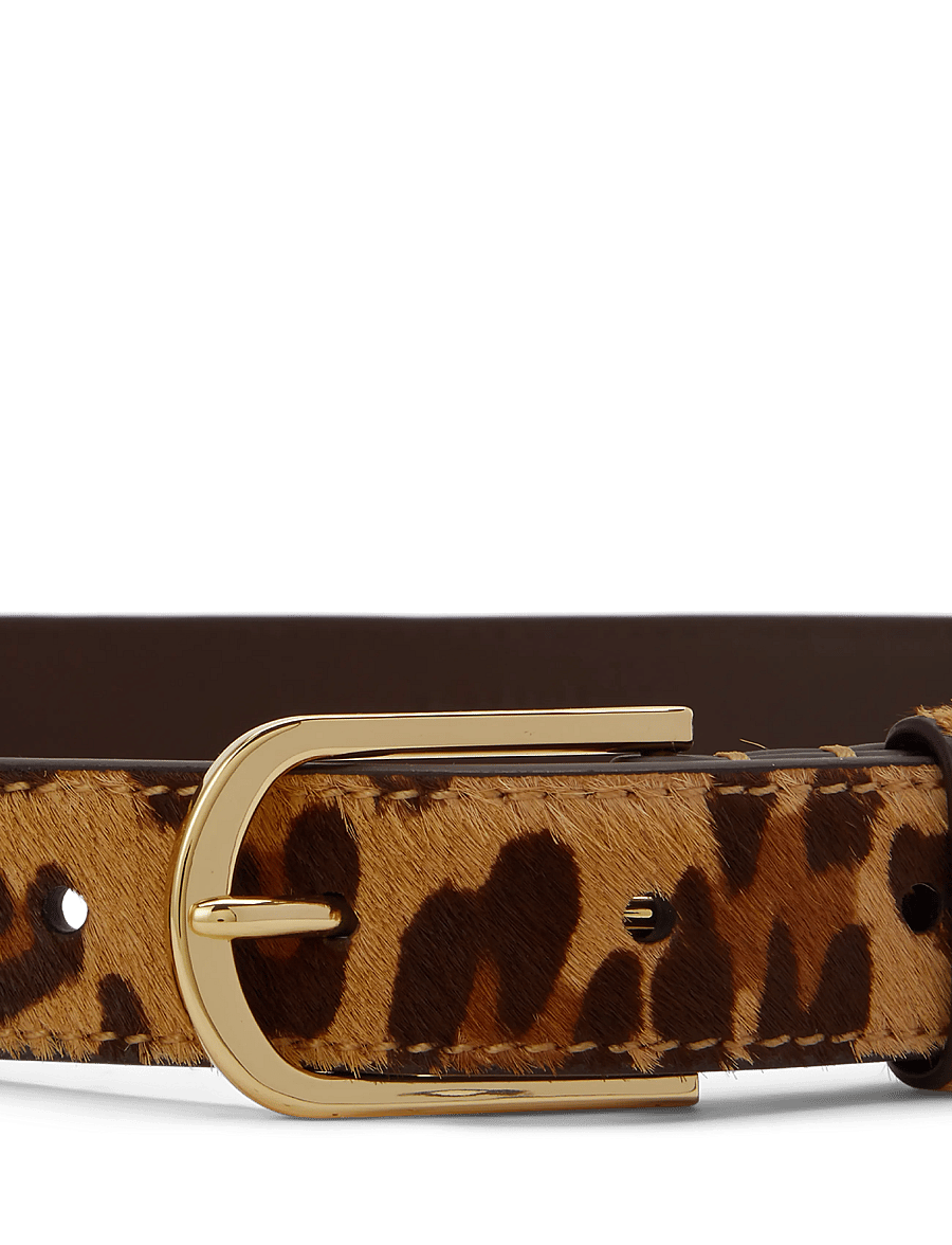 Lauren Ralph Lauren - Rounded-Buckle Leopard-Print Skinny Belt - nahkrihmad - modern leopard/ch - 2