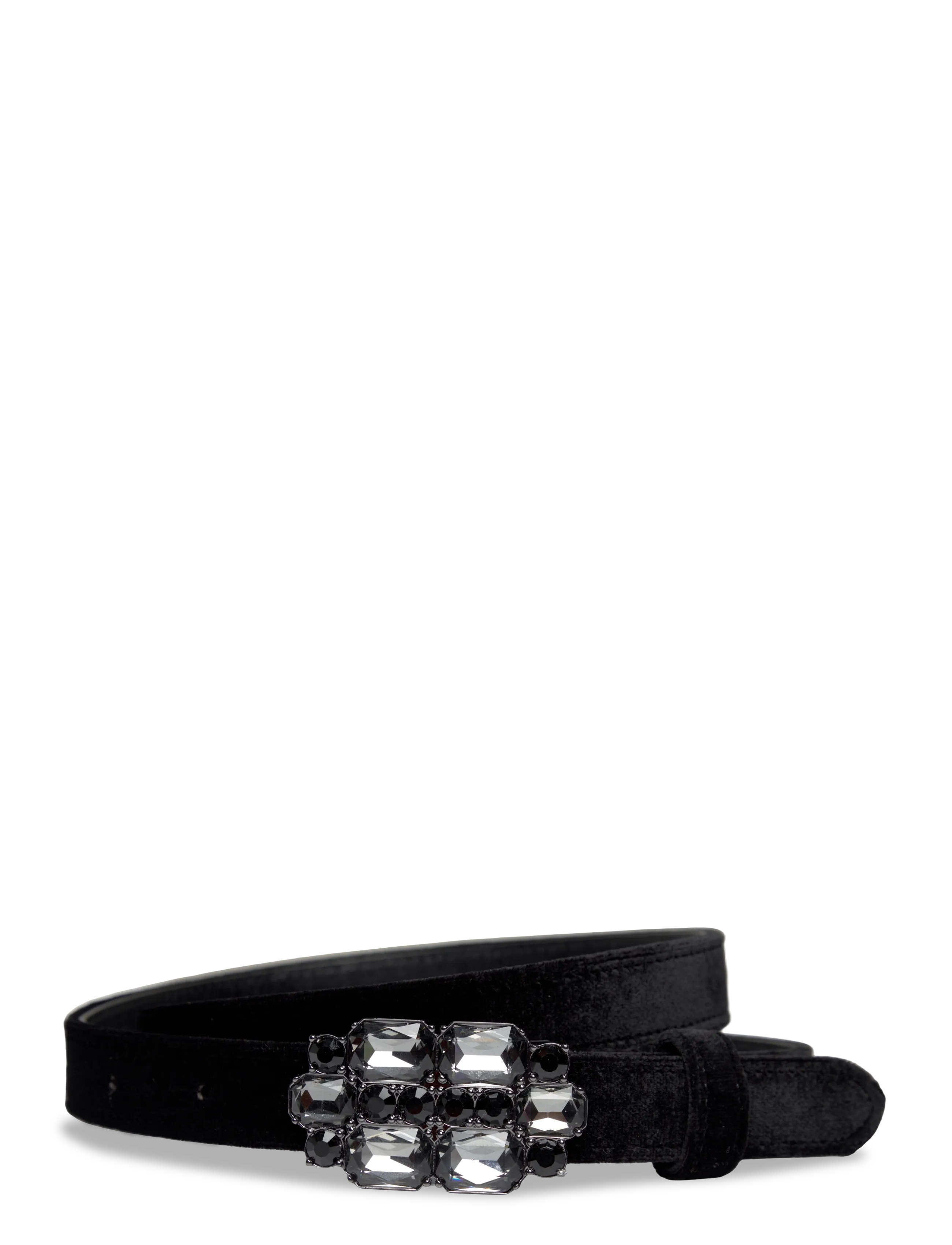 Lauren Ralph Lauren Stone-Buckle Velvet Skinny Belt - Gürtel - BLACK / black