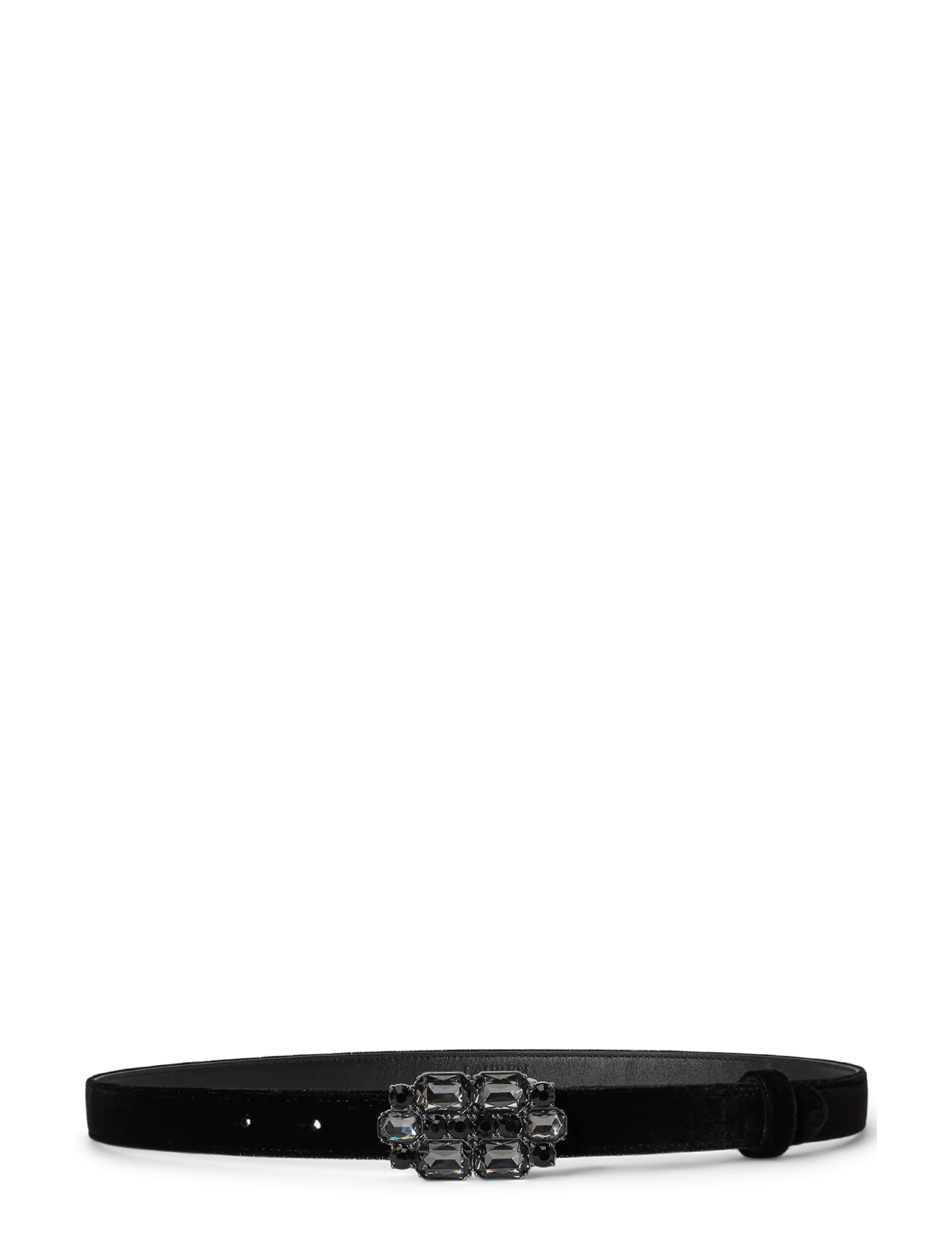 Lauren Ralph Lauren Stone-Buckle Velvet Skinny Belt - Ralph Lauren - BLACK / black