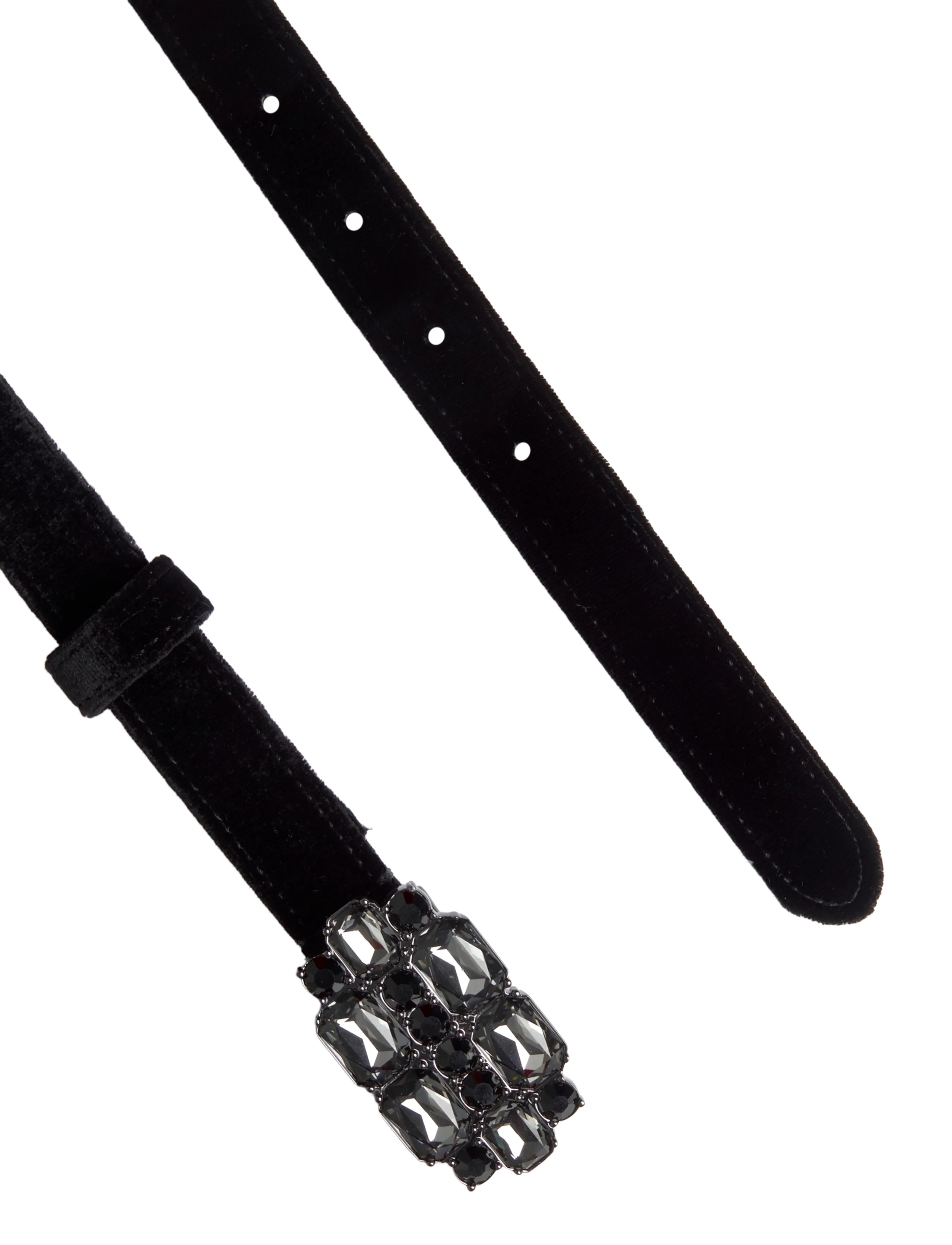 Lauren Ralph Lauren - Stone-Buckle Velvet Skinny Belt - sügisene kokkuhoid - black - 1