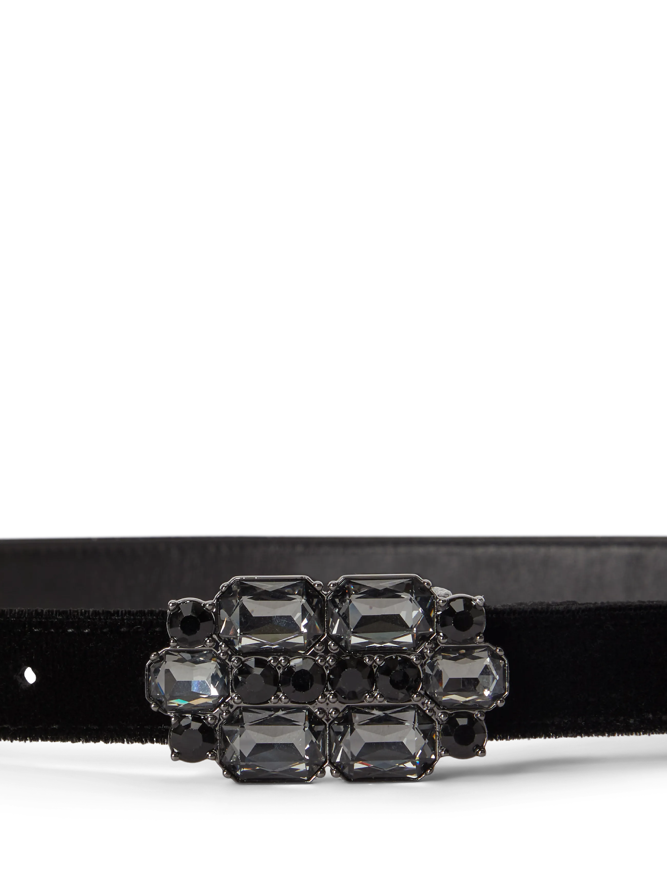 Lauren Ralph Lauren - Stone-Buckle Velvet Skinny Belt - black - 2