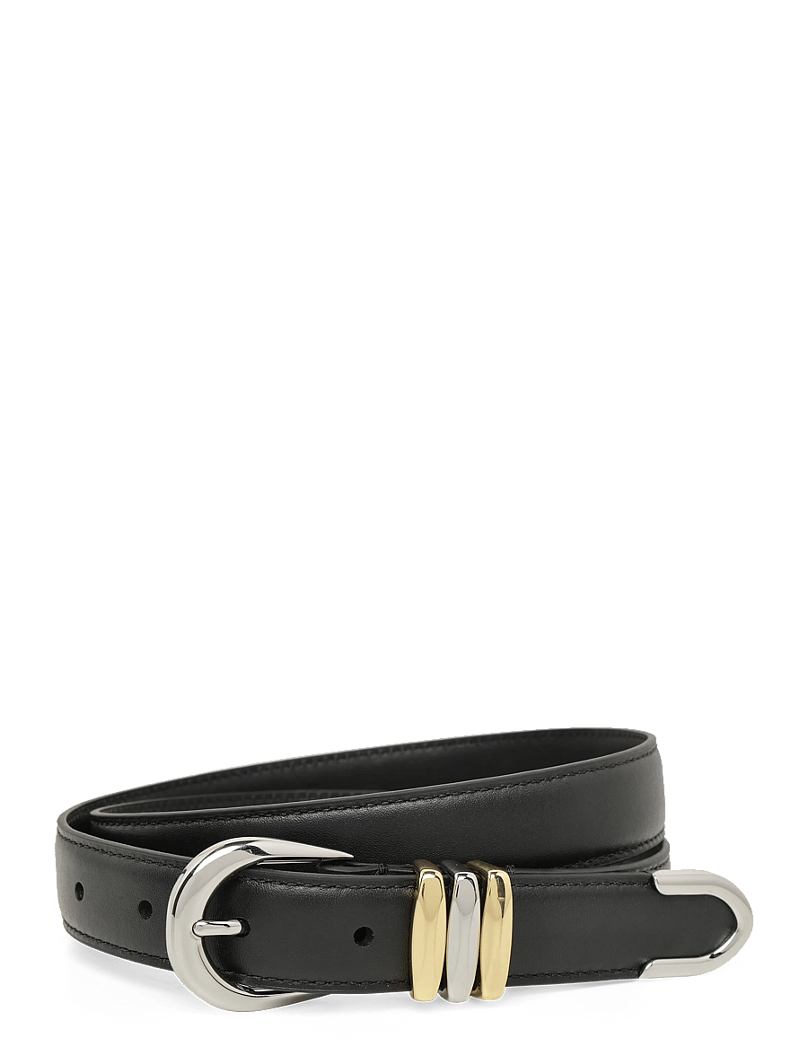 Lauren Ralph Lauren - Metal-Keeper Leather Skinny Belt - odiniai diržai - black - 0