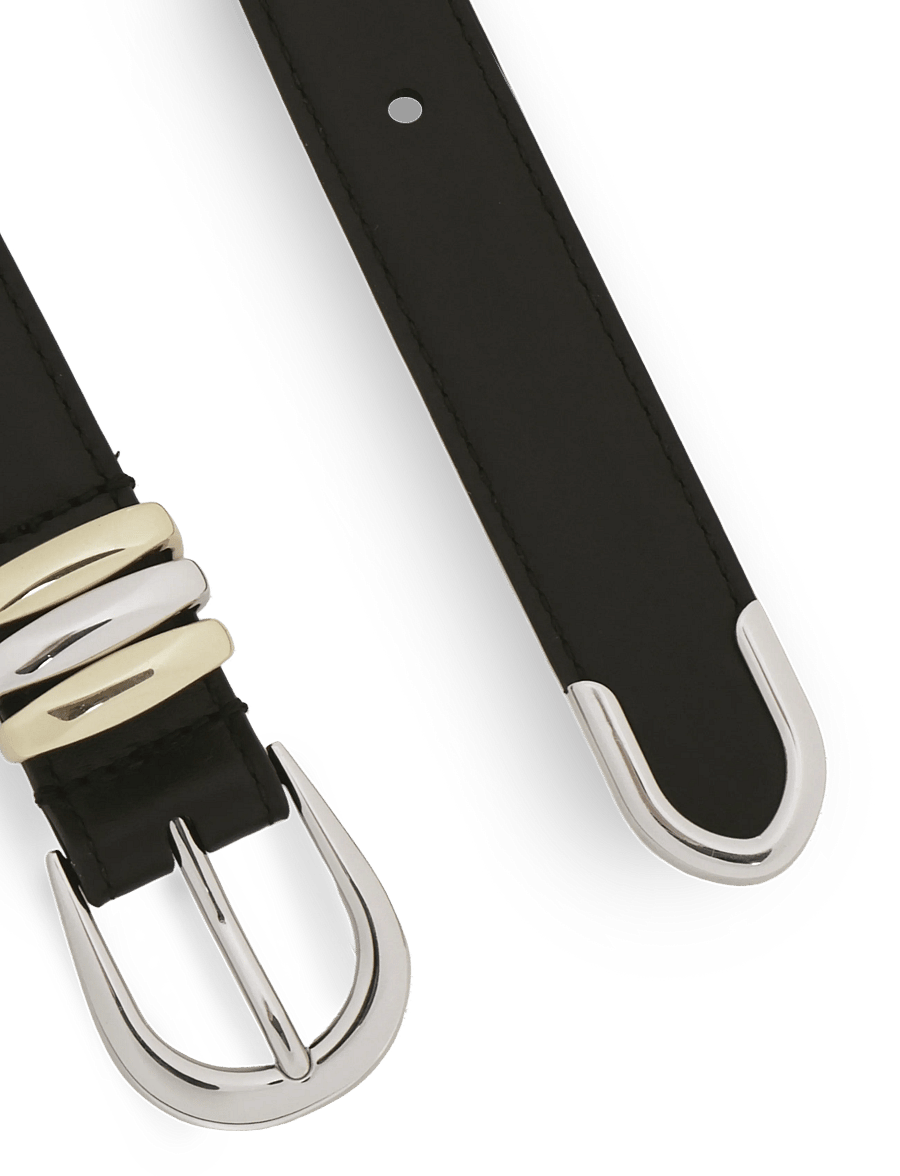 Lauren Ralph Lauren - Metal-Keeper Leather Skinny Belt - odiniai diržai - black - 1