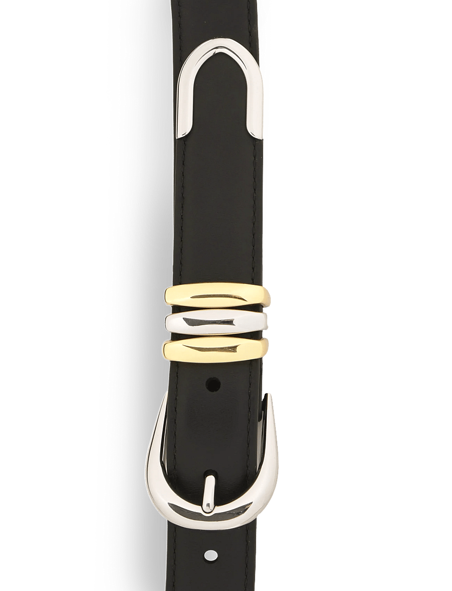Lauren Ralph Lauren - Metal-Keeper Leather Skinny Belt - odiniai diržai - black - 2
