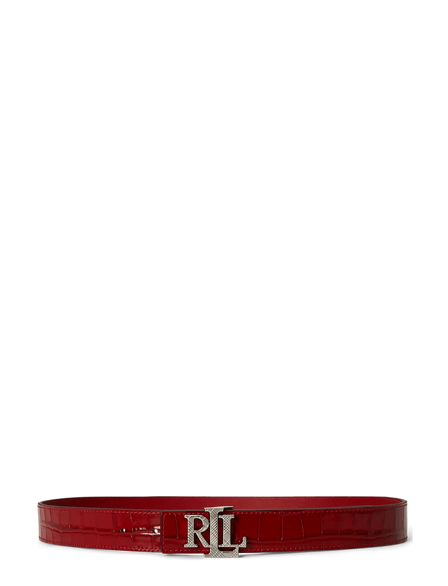Lauren Ralph Lauren - Logo Reversible Croc-Embossed Belt - festive red/festi - 1