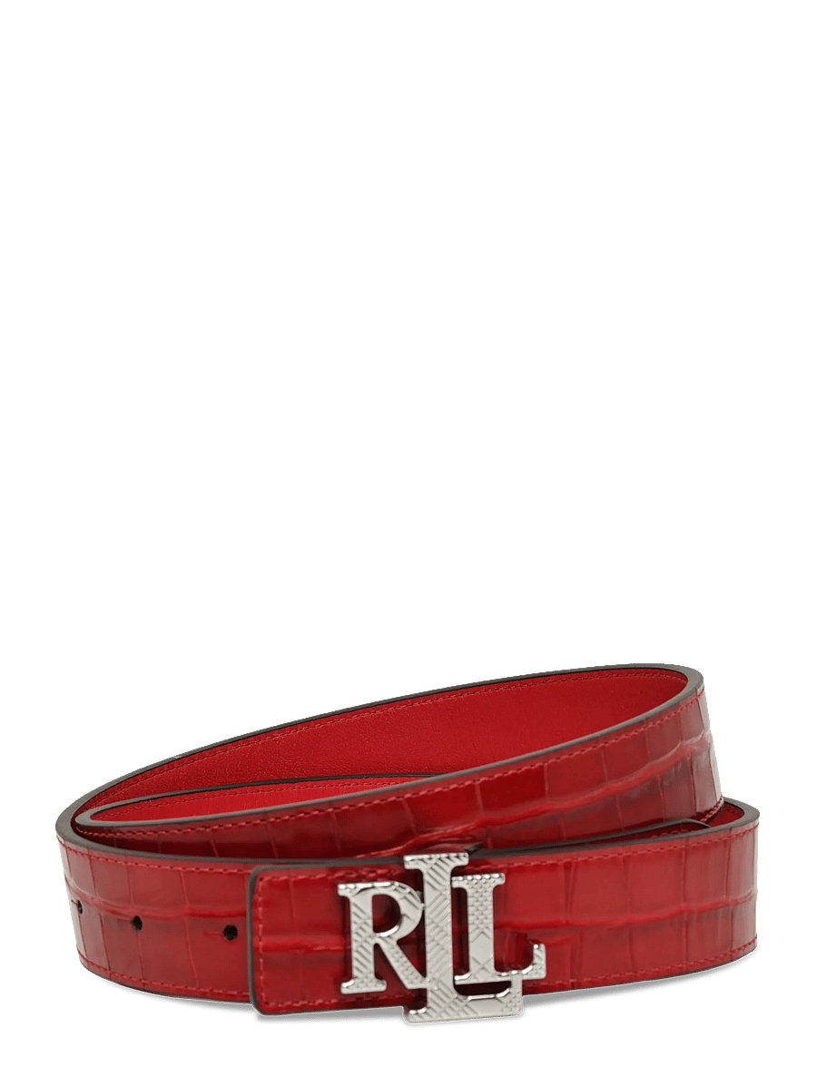 Lauren Ralph Lauren - Logo Reversible Croc-Embossed Belt - ledergürtel - festive red/festi - 1