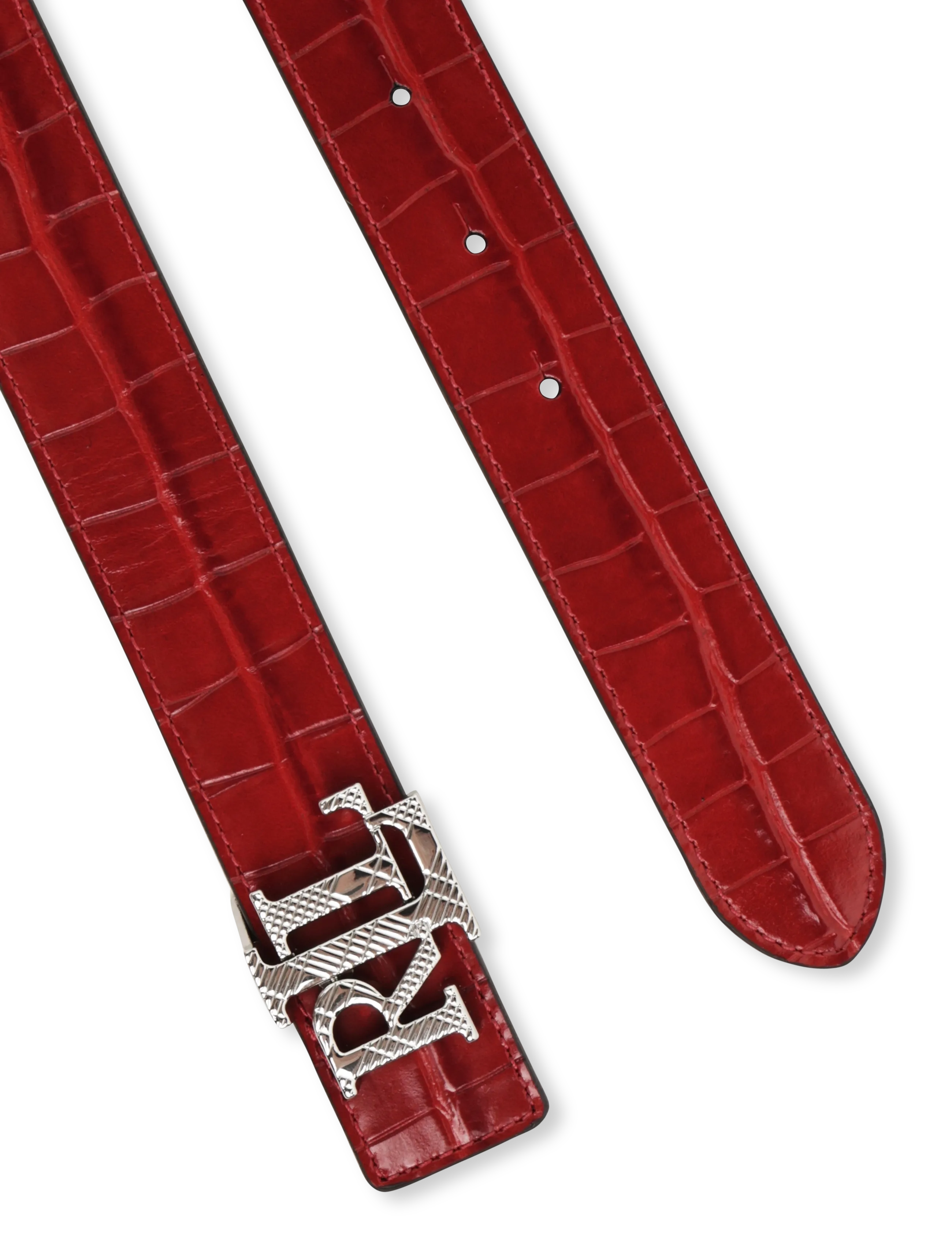Lauren Ralph Lauren - Logo Reversible Croc-Embossed Belt - leather belts - festive red/festi - 2