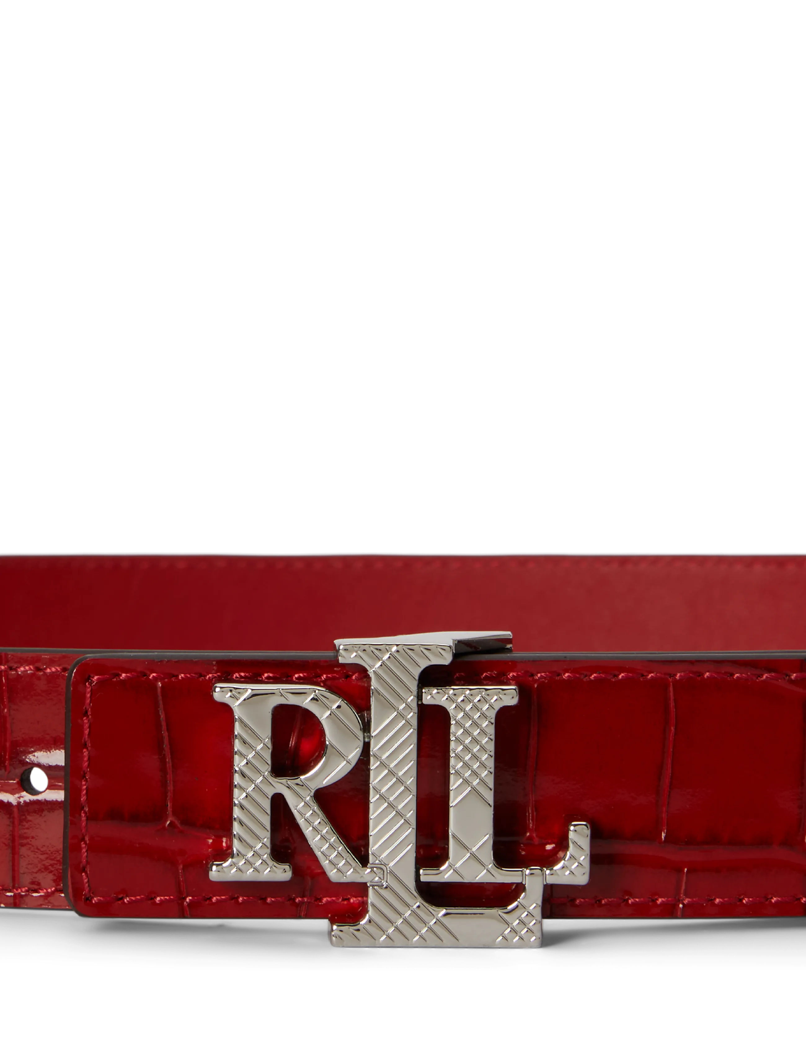 Lauren Ralph Lauren - Logo Reversible Croc-Embossed Belt - festive red/festi - 2