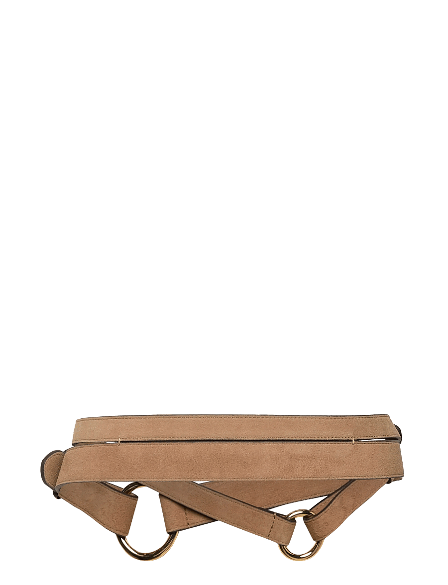 Lauren Ralph Lauren - Suede O-Ring Stacked Wide Belt - camel - 1