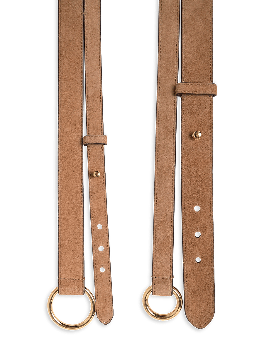 Lauren Ralph Lauren - Suede O-Ring Stacked Wide Belt - camel - 2