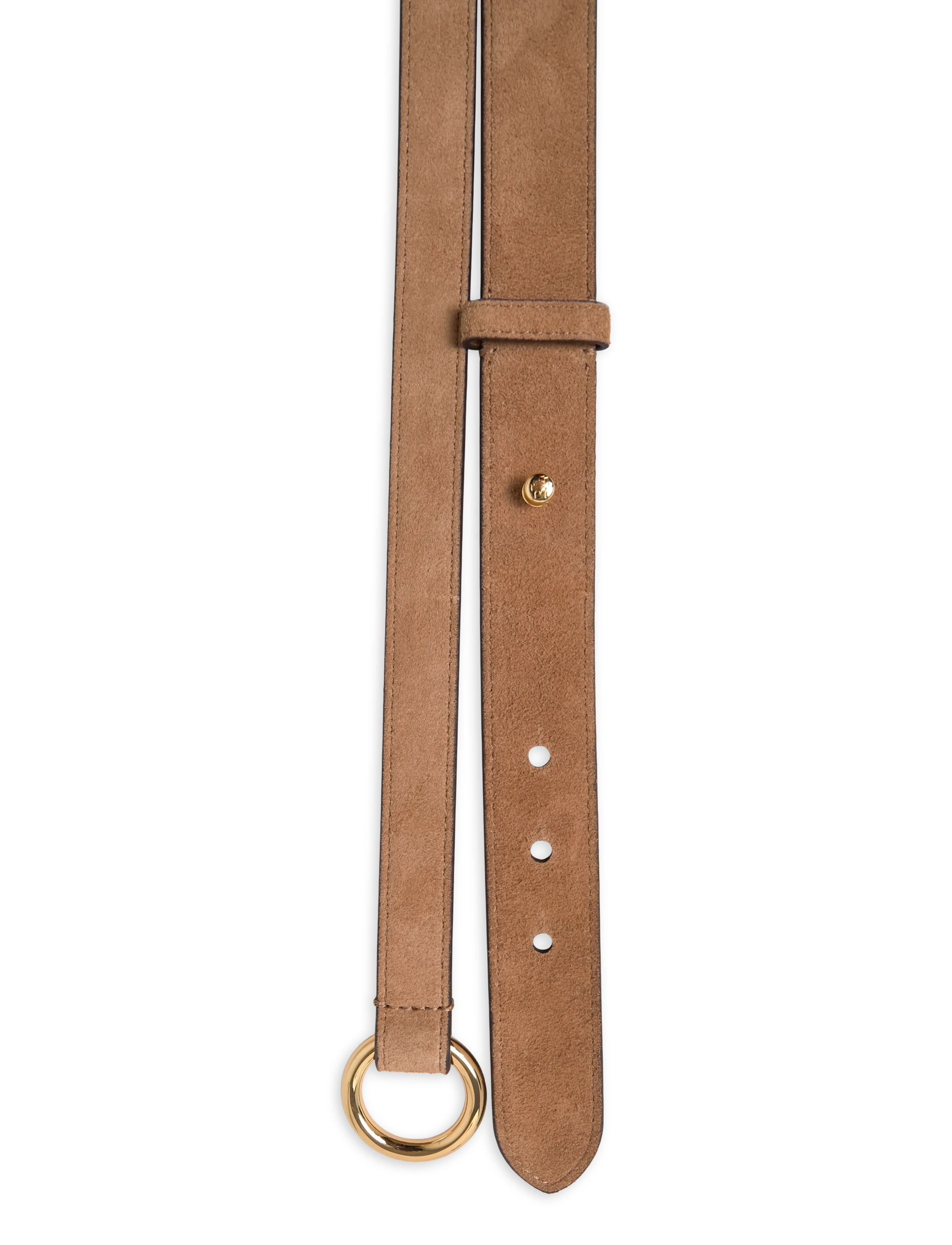 Lauren Ralph Lauren - Suede O-Ring Stacked Wide Belt - camel - 3