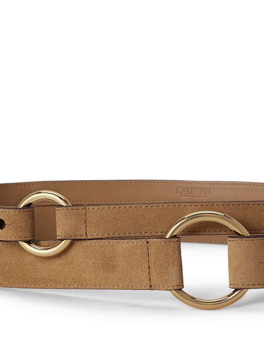 Lauren Ralph Lauren - Suede O-Ring Stacked Wide Belt - ledergürtel - camel - 4