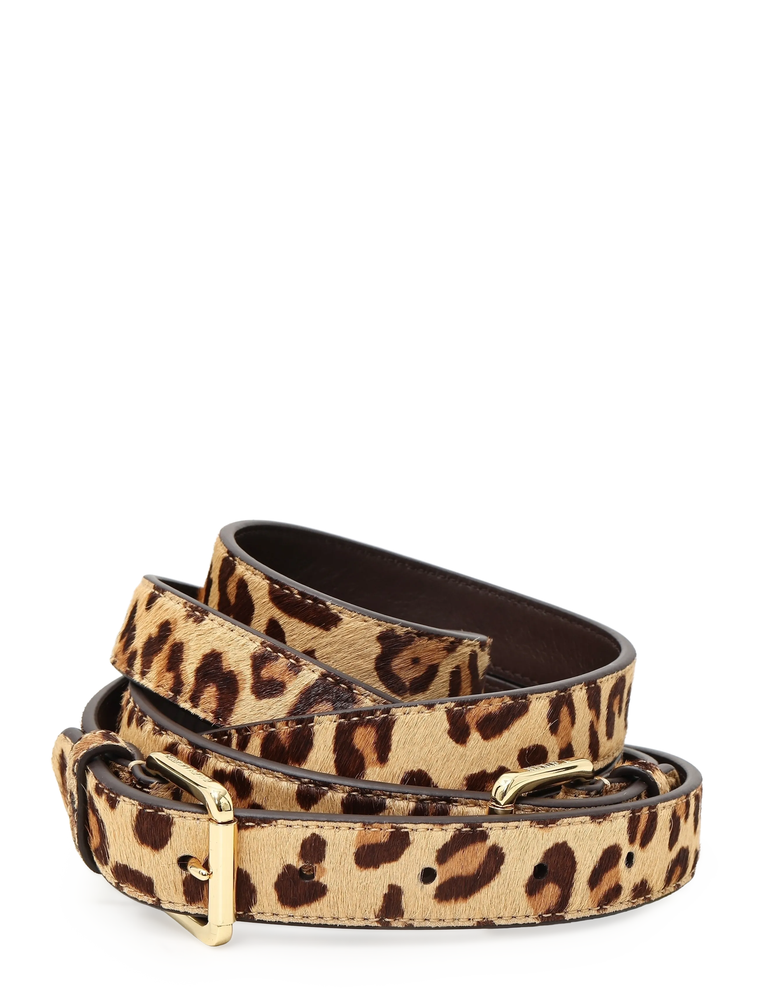 Lauren Ralph Lauren Haircalf Double-Buckle Stacked Wide Belt -  - MODERN LEOPARD/CH / beige