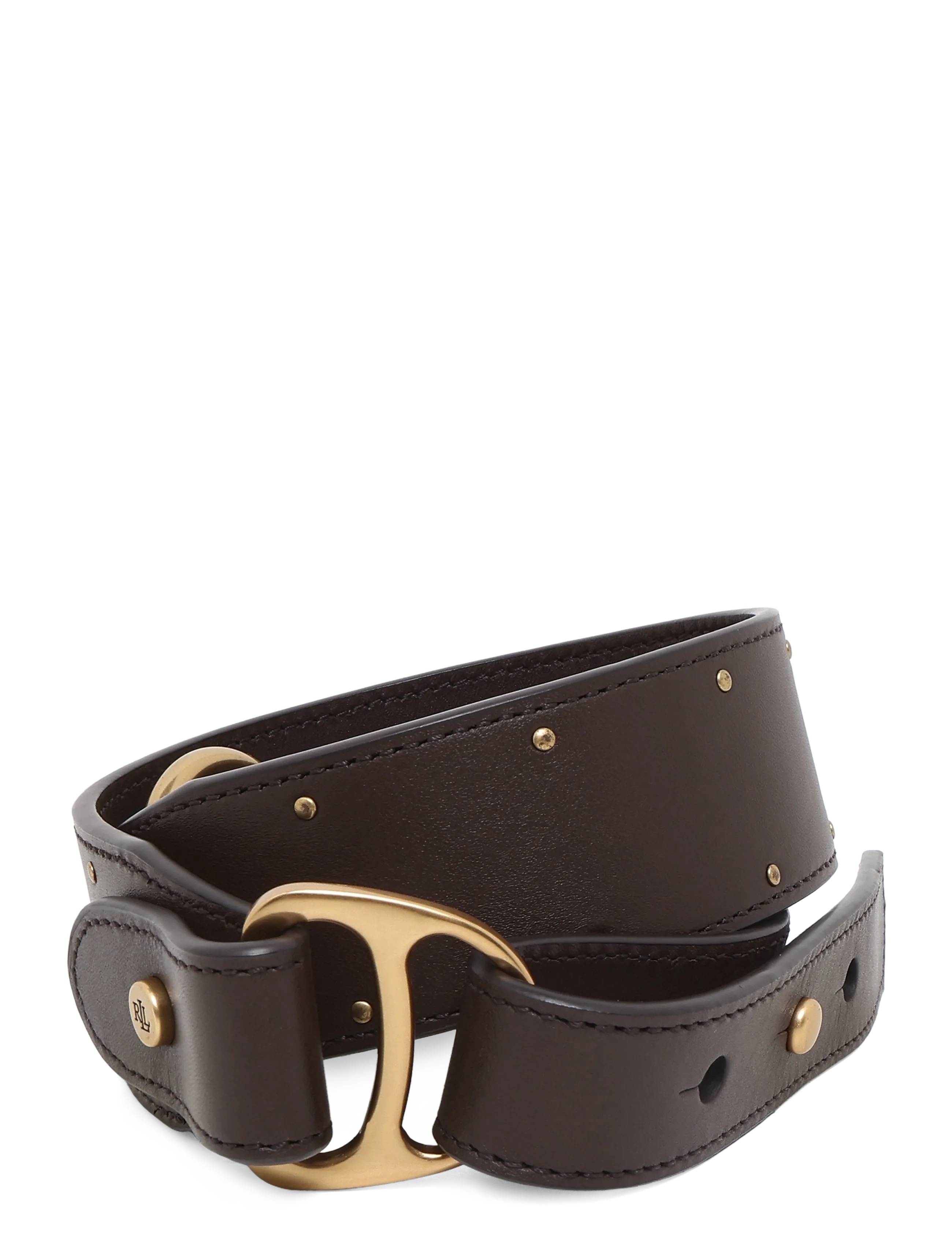 Lauren Ralph Lauren Equestrian D-Ring Studded Leather Belt - Accessoarer - CHESTNUT BROWN / brown