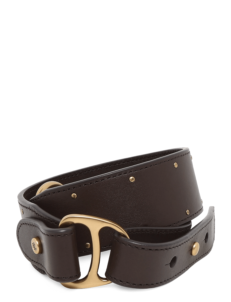 Lauren Ralph Lauren - Equestrian D-Ring Studded Leather Belt - läderskärp - chestnut brown - 0