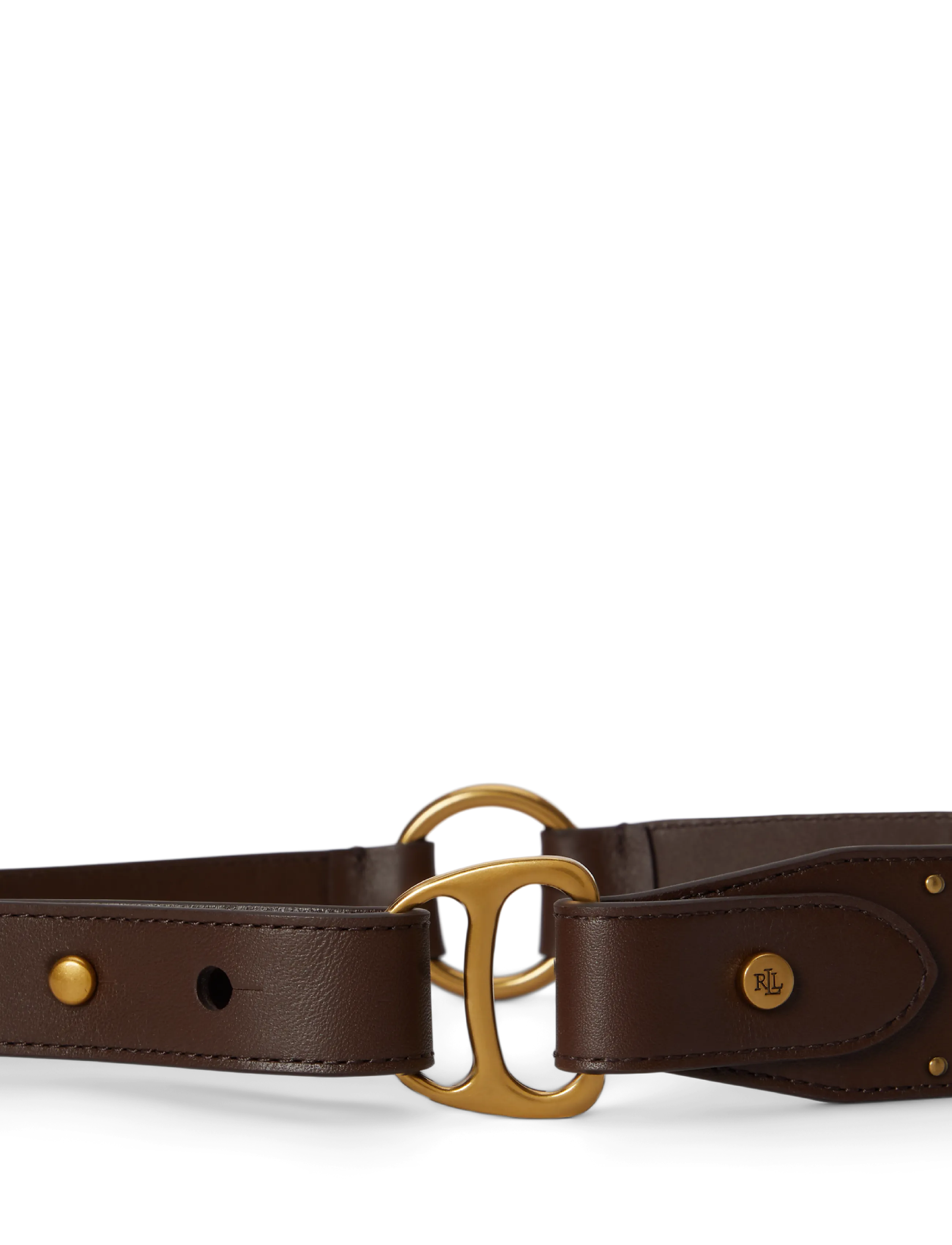 Lauren Ralph Lauren - Equestrian D-Ring Studded Leather Belt - læderbælter - chestnut brown - 3