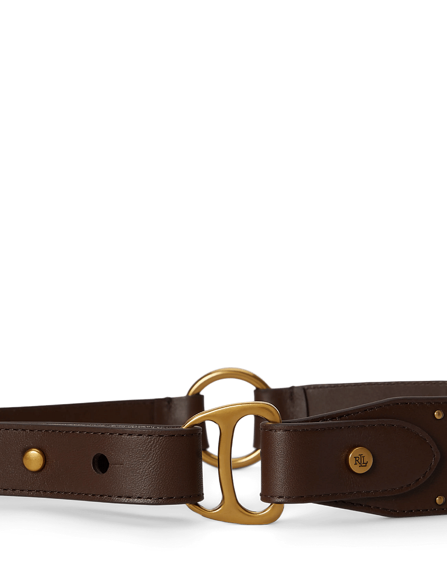 Lauren Ralph Lauren - Equestrian D-Ring Studded Leather Belt - læderbælter - chestnut brown - 3