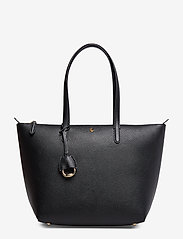 Faux-Leather Small Tote - BLACK