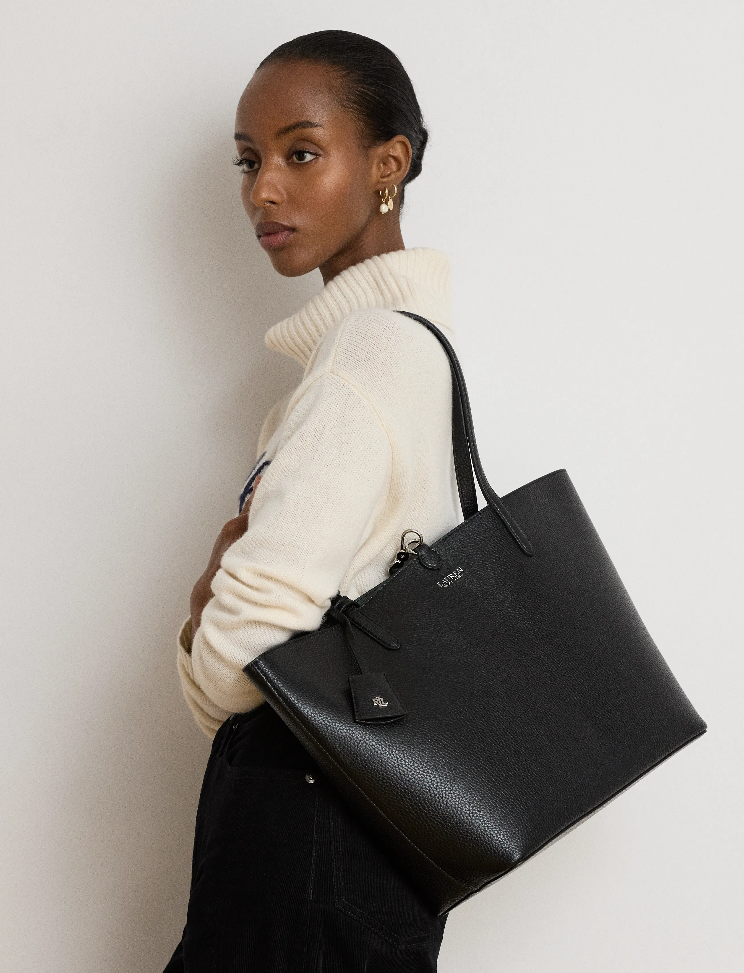Lauren Ralph Lauren - Faux-Leather Large Reversible Tote Bag - kandekotid - black/black watch - 5