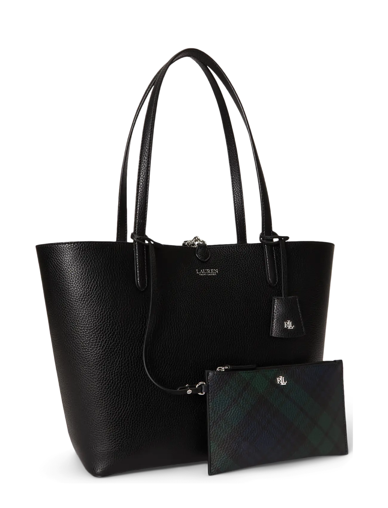 Lauren Ralph Lauren - Faux-Leather Large Reversible Tote Bag - kandekotid - black/black watch - 2
