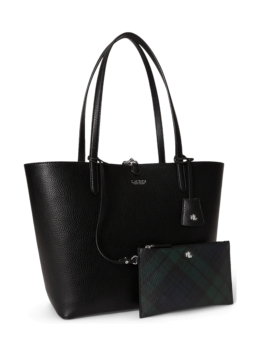 Lauren Ralph Lauren - Faux-Leather Large Reversible Tote Bag - kandekotid - black/black watch - 2