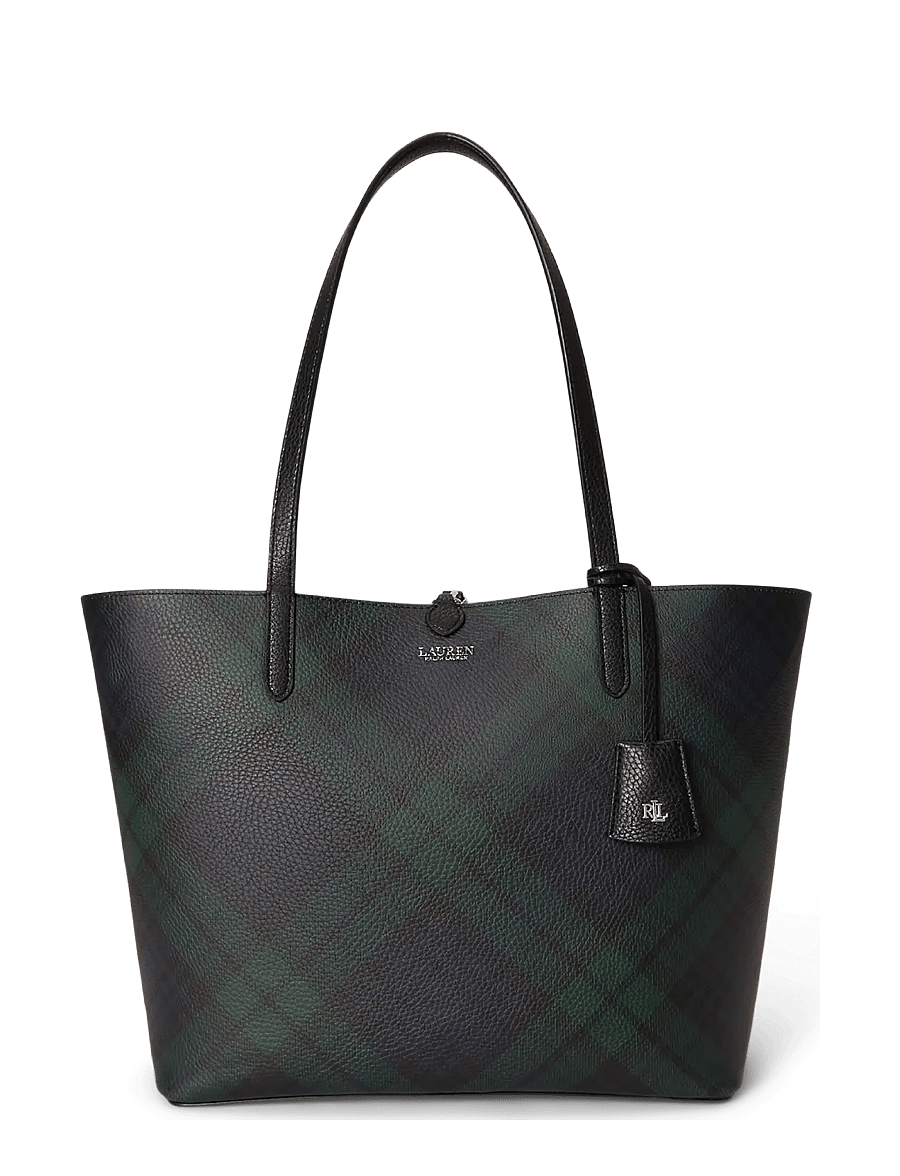 Lauren Ralph Lauren - Faux-Leather Large Reversible Tote Bag - kandekotid - black/black watch - 3